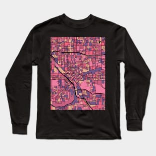 Modesto Map Pattern in Purple & Pink Long Sleeve T-Shirt